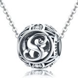 S925 Sterling Silver 26 English Letter Beads DIY Bracelet Necklace Accessories  Style:S