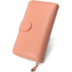 3 PCS multifunctionele rits vrouwen lederen portemonnee lange driebladige Coin Purse Card houder Clutch(Pink)