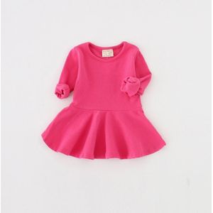 Girls Ruffled Long Sleeve Dress (Color:Plum Red Size:92)