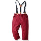 Boys Striped Shirt + Suspenders Trousers Suit (Color:Pink Size:100)