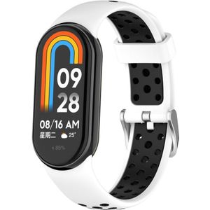 Voor Xiaomi Mi Band 8 tweekleurige stalen plug siliconen horlogeband (wit zwart)
