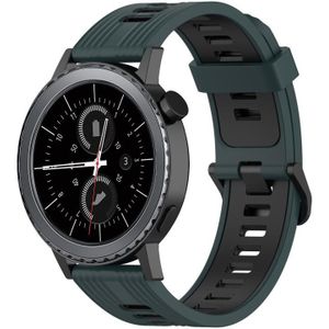 Voor Samsung Gear S2 klassiek 20 mm verticaal patroon tweekleurige siliconen horlogeband (Olive Green + Black)