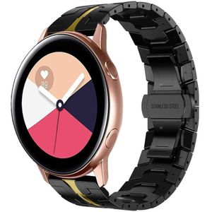 Voor Samsung Galaxy Watch Active Armor roestvrijstalen metalen horlogeband (zwart + goud)