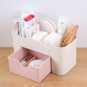 Multifunctionele 6 rasters bureaublad cosmetica tafelgerei organiseren puin opslag Box Container houder met Drawer(Pink)