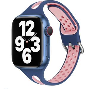 Waterdruppel siliconen horlogeband voor Apple Watch Series 7 45 mm / 6 & SE & 5 & 4 44 mm / 3 & 2 & 1 42 mm (zeeblauw en roze)