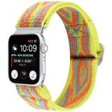 Voor Apple Watch Series 8&7 41mm / SE 2&6&SE&5&4 40mm / 3&2&1 38mm gesp elastische nylon horlogeband (gele ruit)