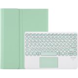 YA700B-A Candy Color Skin Feel Texture Round Keycap Bluetooth Keyboard Leather Case with Touchpad For Samsung Galaxy Tab S8 11 inch SM-X700 / SM-X706 & S7 11 inch SM-X700 / SM-T875(Light Green)