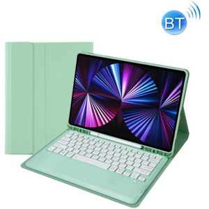 C12B Detachable Pen Slot Bluetooth Keyboard Lederen Tablet Case voor iPad Pro 12 9 inch 2021/2020/2018 (Mint Green)