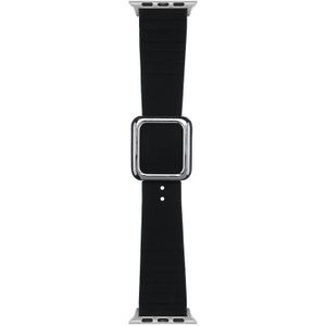 Zilveren vierkante gesp siliconen horlogeband voor Apple Watch Series 7 41 mm / 6 & SE & 5 & 4 40 mm / 3 & 2 & 1 38 mm