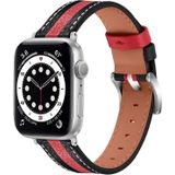 Kleur bijpassende lederen horlogeband voor Apple Watch Series 7 41mm / 6 & SE & 5 & 4 40mm / 3 & 2 & 1 38mm (zwart rood)