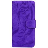 For Motorola Moto E (2020) / Moto E7 Tiger Embossing Pattern Horizontal Flip Leather Case with Holder & Card Slots & Wallet(Purple)