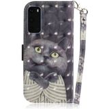 Voor Galaxy S20 3D Formula Pattern Magnetic Attraction Horizontale Flip Lederen Kast met Lanyard  Support Holder & Card Slot & Wallet (Embrace The Cat)