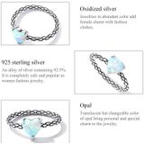 S925 Sterling Silver Heart Opal Snake Pattern Women Ring  Size:8