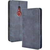 For Fujitsu Be4 Plus F-41B Magnetic Buckle Retro Crazy Horse Texture Horizontal Flip Leather Case with Holder & Card Slots & Photo Frame(Blue)