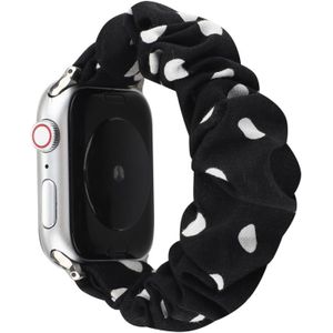 For Apple Watch Series 5 & 4 44mm / 3 & 2 & 1 42mm Cloth + Stainless Steel Hair Ring Watchband(Black Spot)