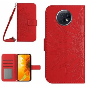 Voor Xiaomi Redmi Note 9T Skin Feel Sun Flower Pattern Flip lederen telefoonhoes met lanyard