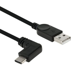 28AWG High Speed USB 2.0 Male to 90 Degrees Elbow USB-C / Type-C 3.0 Male Data Sync Cable Adapter  For Galaxy S8 & S8 + / LG G6 / Huawei P10 & P10 Plus / Xiaomi Mi 6 & Max 2 and other Smartphones  Length: 28 cm