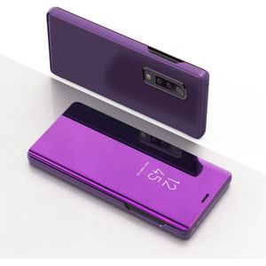 For Galaxy A90 5G Electroplating Mirror Horizontal Flip PU Leather Case with Holder(Purple)