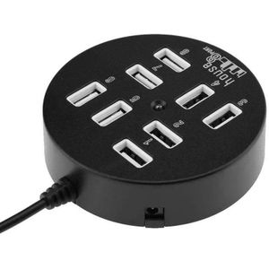 High Speed 8 Ports USB 2.0 Portable Round Hub  Length: 60cmRound Circular 8 Ports USB 2.0 Hub Multi-port Splitter Expansion Adapter for Laptop Notebook PC  Support 1TB Mobile HDD(Black)