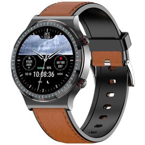 G08 1 3 inch TFT-scherm Smart Watch  ondersteuning van Medical-grade ECG-meting/vrouwelijke menstruatie Herinnering  stijl: Coffee lederen band