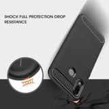 For Huawei  P20 Lite Brushed Texture Carbon Fiber Shockproof TPU Protective Back Case (Black)