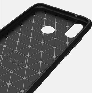 For Huawei  P20 Lite Brushed Texture Carbon Fiber Shockproof TPU Protective Back Case (Black)