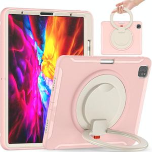 Shockproof TPU + PC Protective Case with 360 Degree Rotation Foldable Handle Grip Holder & Pen Slot For iPad Pro 12.9 2020 / 2018(Cherry Blossoms Pink)