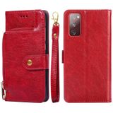 For Samsung Galaxy S20 Ultra Zipper Bag PU + TPU Horizontal Flip Leather Case with Holder & Card Slot & Wallet & Lanyard(Red)