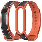 Voor Xiaomi Mi Band 5/6 Mijobs TPU + Lederen Vervanging Strap Horlogeband (Zwart + Oranje)