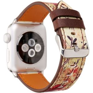 For Apple Watch Series 3 & 2 & 1 42mm Retro Flower Series  Big Red Flower Wrist Watch Genuine Leather Band