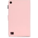 For Kindle Fire 7(2015/2017/2019) Solid Color Tablet PC Universal Magnetic Horizontal Flip Leather Case with Card Slots & Holder(Pink)