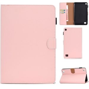 For Kindle Fire 7(2015/2017/2019) Solid Color Tablet PC Universal Magnetic Horizontal Flip Leather Case with Card Slots & Holder(Pink)