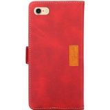 Retro Texture Contrast Color Side Buckle Horizontal Flip Leather Case with Holder & Card Slots & Wallet For iPhone 7 / 8 / SE 2020(Red)