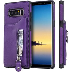 For Galaxy Note 8 Solid Color Double Buckle Zipper Shockproof Protective Case(Purple)