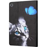 For Samsung Galaxy Tab A7 (2020) T500/T505 Colored Drawing Horizontal Flip Leather Case with Holder & Card Slots & Sleep / Wake-up Function(Butterfly Cat)