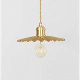 Pure Copper Single Head  Vintage Nostalgic Brass Pleated Chandelier without Light Source