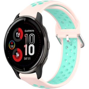 Voor Garmin Venu 2 Plus 20 mm geperforeerde ademende sport siliconen horlogeband (roze + watereend)