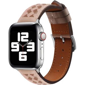 Gevlochten lederen horlogeband voor Apple Watch Ultra 49 mm / serie 8 & 7 45 mm / SE 2 & 6 & SE & 5 & 4 44 mm / 3 & 2 & 1 42 mm (grijs + bruin)