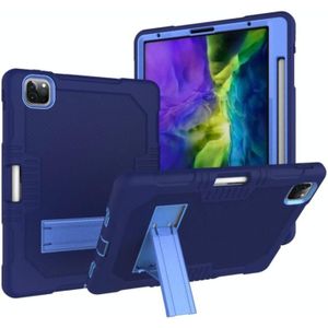 Contrast Color Robot Shockproof Silicone + PC Protective Case with Holder For iPad Pro 12.9 inch (2018/2020)(Navy Blue)