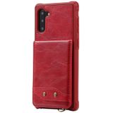 For Galaxy Note 10 Vertical Flip Shockproof Leather Protective Case with Long Rope  Support Card Slots & Bracket & Photo Holder & Wallet Function(Red)