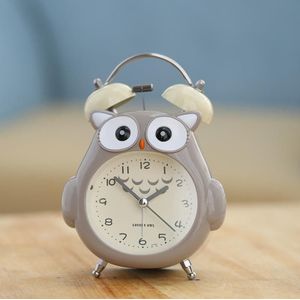 3 Inch Children Cartoon Owl Luminous Silent Bedside Snooze Small Alarm Clock(Gray)