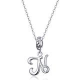 S925 Sterling Silver 26 English Letter Pendant DIY Bracelet Necklace Accessories  Style:N