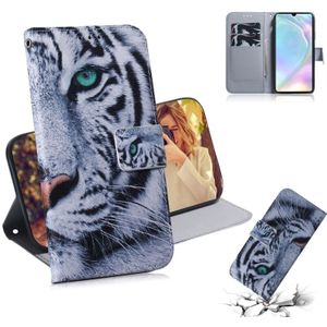 Tiger Pattern Coloured Drawing Horizontal Flip Leather Case for Huawei P30  with Holder & Card Slots & Wallet