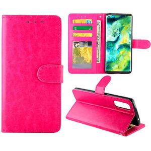 For OPPO Find X2 Crazy Horse Texture Leather Horizontal Flip Protective Case with Holder & Card Slots & Wallet & Photo Frame(Magenta)