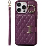Voor iPhone 14 Pro Horizontal Card Bag Ring Holder Phone Case met Dual Lanyard