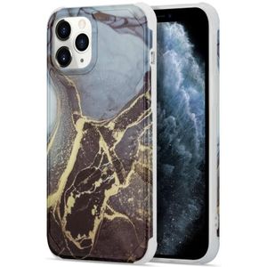 Four Corners Shocproof Flow Gold Marble IMD Back Cover Case For iPhone 13 mini(Black)