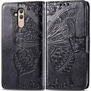 Butterfly Love Flowers Embossing Horizontal Flip Leather Case for Huawei Mate 20 Lite  with Holder & Card Slots & Wallet(Black)