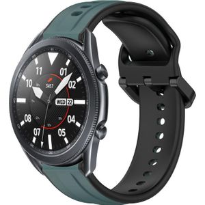 Voor Samsung Galaxy Watch3 45 mm 22 mm bolle lus tweekleurige siliconen horlogeband (olijfgroen + zwart)