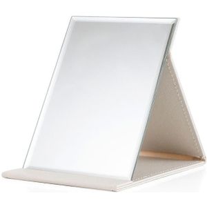 3 PCS Folding Portable High-definition Makeup Mirror PU Leather Desktop Vanity Mirror Size: Medium (White)