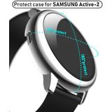 For Samsung Galaxy Watch Active 2 44mm Electroplate PC Protective Case with Tempered Glass Film(Silver)